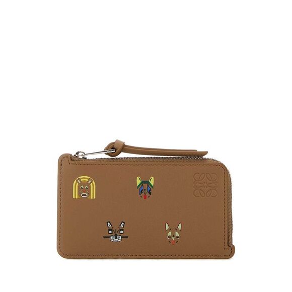Loewe Women Camel Leather Card Holder